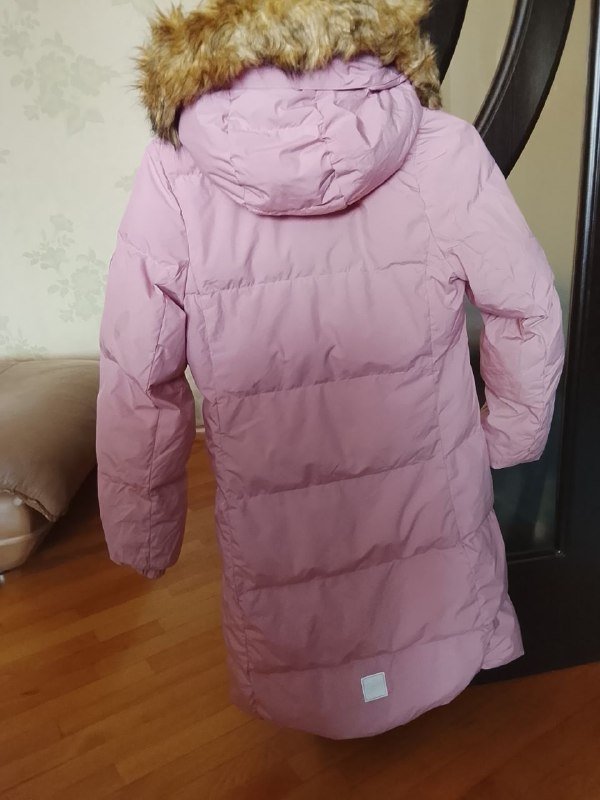 Пальто на девочку размер 140 розовое пудровое 2