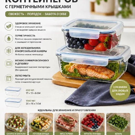 Стеклянные контейнеры с герметичными крышками