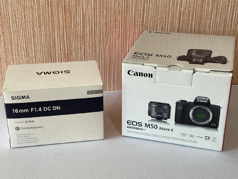 Беззеркальный фотоаппарат Canon EOS M50 Mark II, Объектив Sigma 16mm f/1.4 2