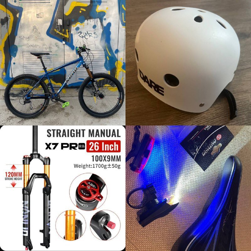 Велосипед Kona, шлем, аксессуары, вилка, седло, фары