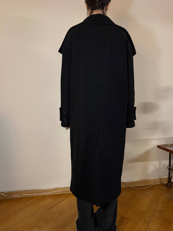 Пальто двубортное с воротом Sela черное размер S-M 5