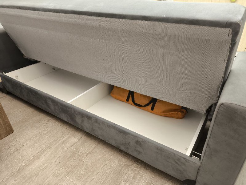 Диван серо-голубой раскладной 4