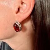 Серебряное кольцо, серьги с янтарём 4