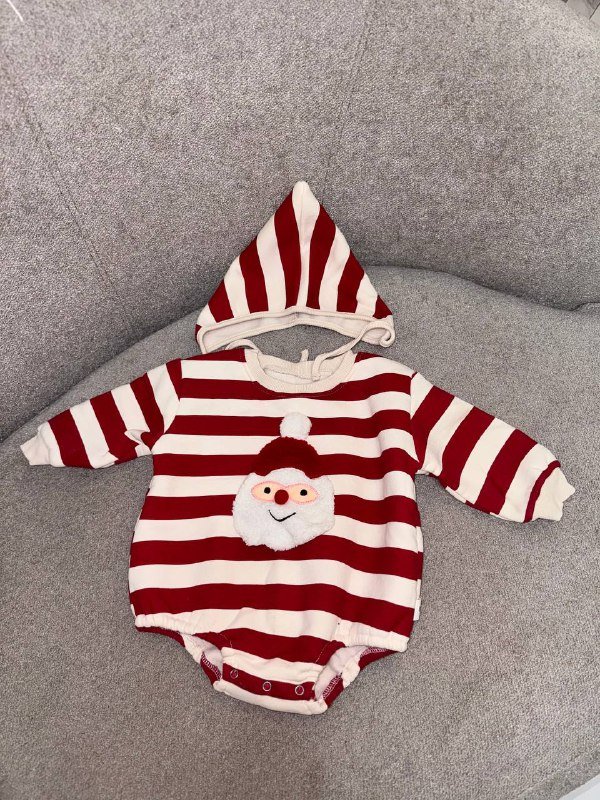 Новогодний боди с чепчиком размер 80 на флисе