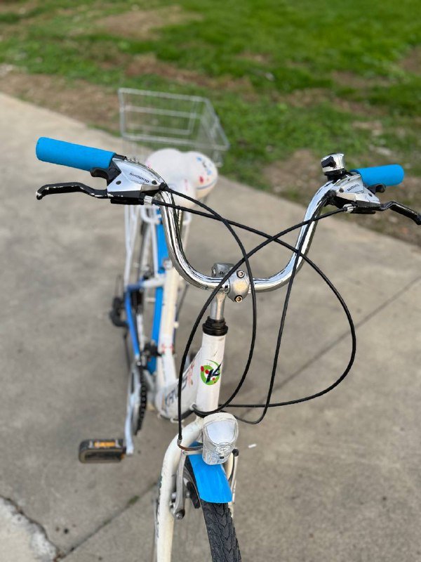 Велосипед KANDS бело-голубой с корзиной 3