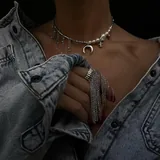 Чокер с гематитом, жемчугом и подвесками 1