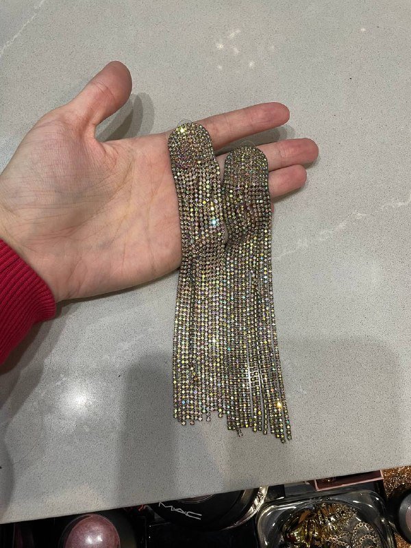 Серьги длинные с камнями