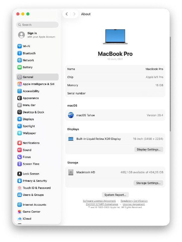 MacBook Pro M1 16 inch 16GB 512GB 5