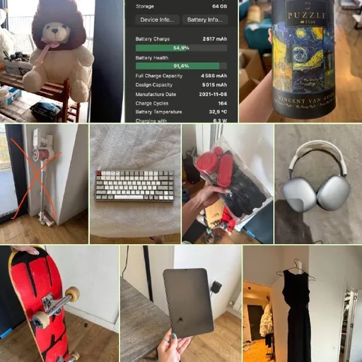 Айпад mini, AirPods Max, клавиатура, скейтборд, пазл