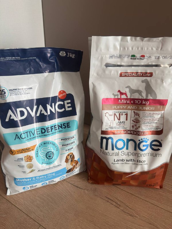 Advance корм 3 кг и Monge 2,5 кг для щенков 3
