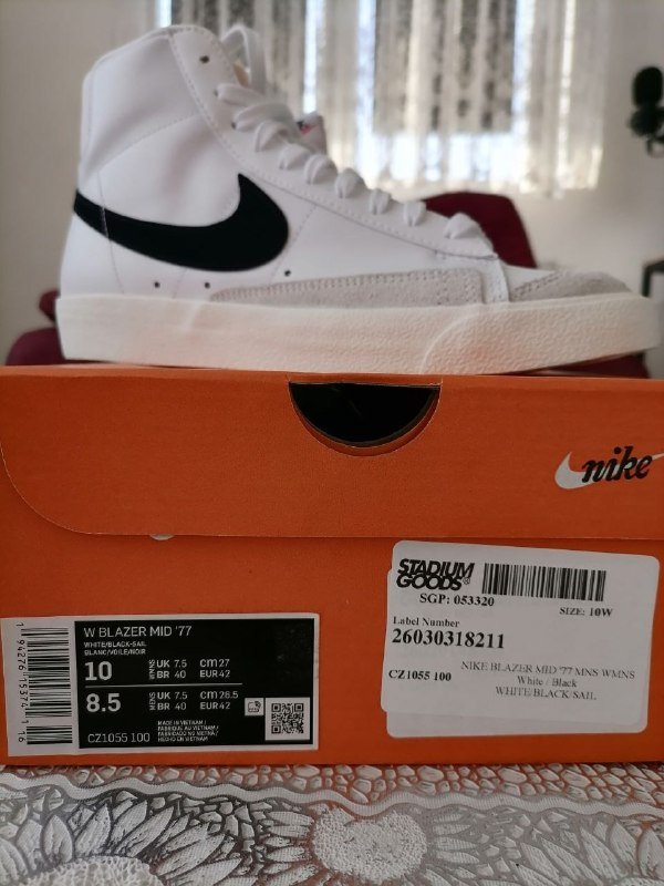 Nike Blazer Mid '77 размер EU 42 белые кроссовки 3