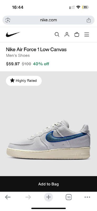 Кроссовки Nike Air Force 1 Low Canvas