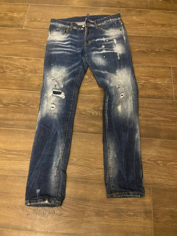 Оригинальные джинсы DSQUARED2 синие с салатными деталями