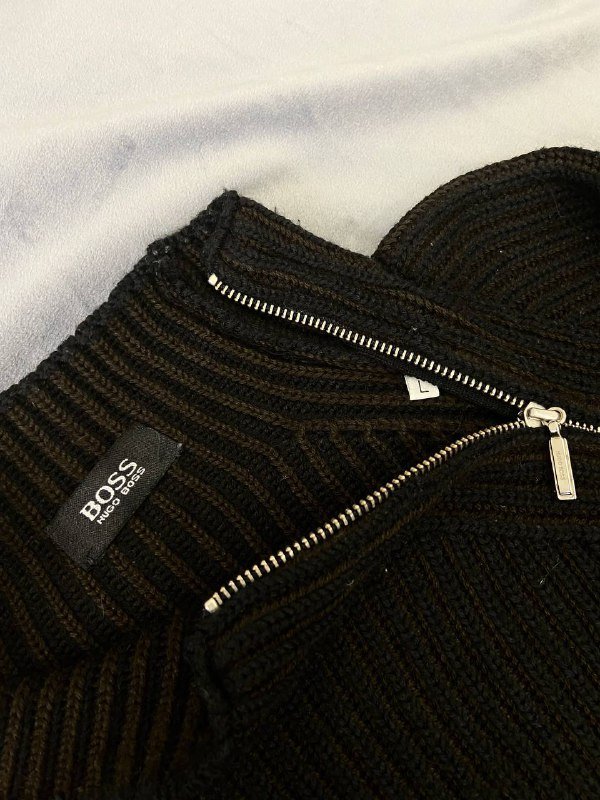 Винтажный свитер Hugo Boss с молнией шерсть L 2
