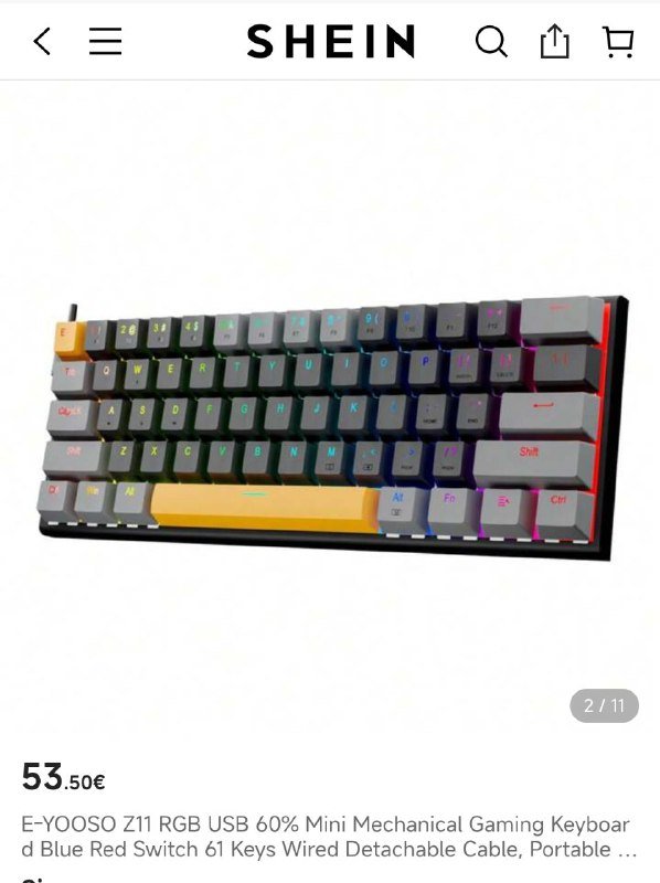 E-YOOSO Z11 механическая клавиатура 60% с RGB подсветкой