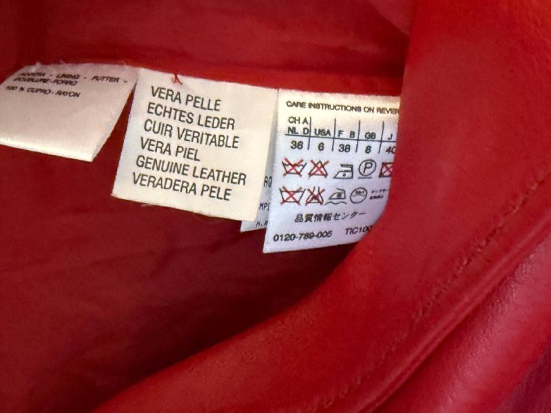 Винтажный кожаный пиджак Weekend Max Mara красный женщины 8