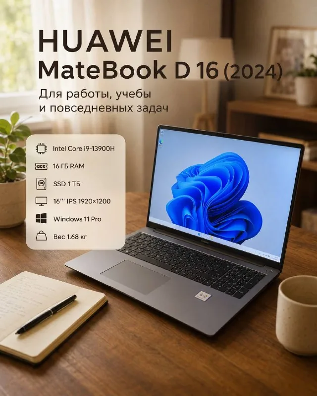 HUAWEI MateBook D16, монитор ASUS, комплект для ПК 1