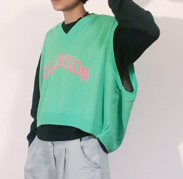 жилетка oversize неоново-зелёная COLLUSION 2