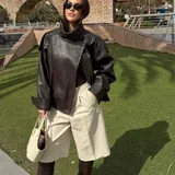 Кожаная куртка Zara оверсайз 3