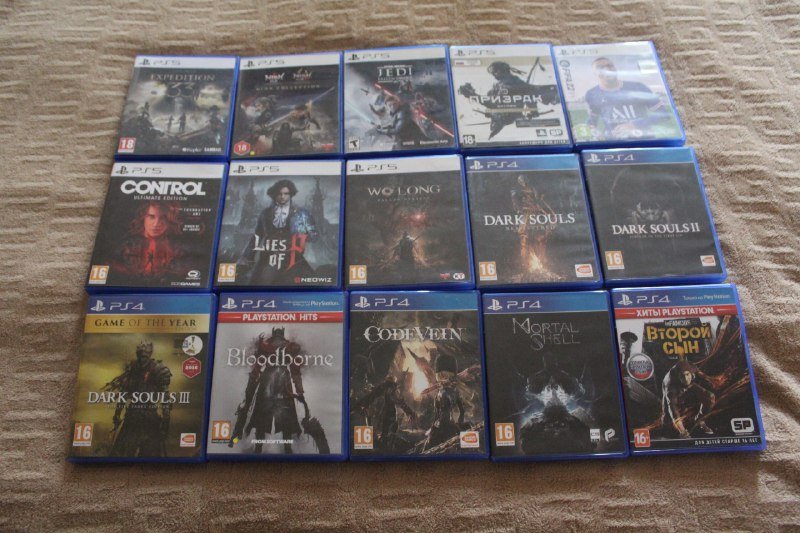PS5 игры Clair Obscur, Star Wars Jedi, Ghost of Tsushima и др., PS4 игры Dark Souls, Bloodborne, CODE VEIN и др.
