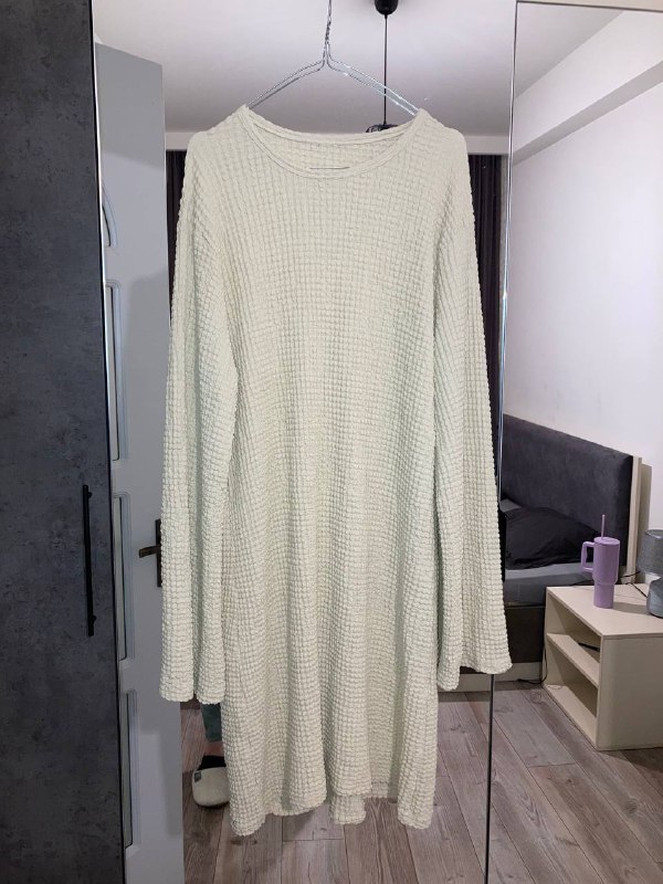 Лимонное платье с удлиненными рукавами one size