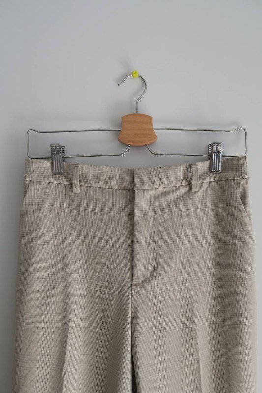 Кремовые брюки Uniqlo в клетку из эластичной ткани 2