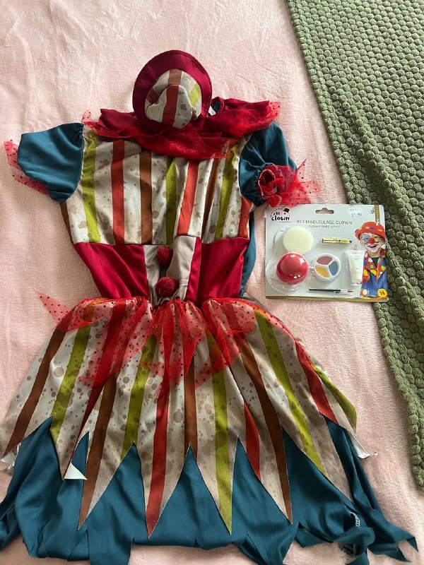 Костюм клоунессы размер S, набор для грима
