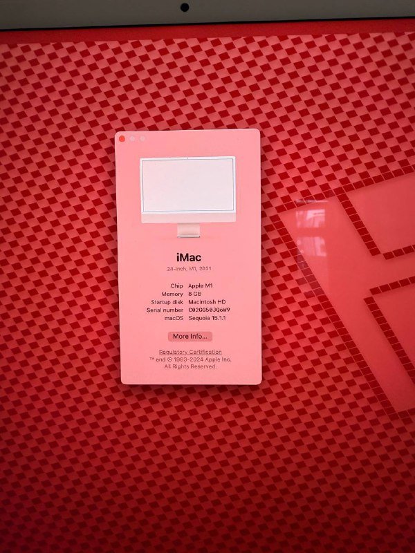 iMac 24 M1 8 ГБ 256 ГБ rus версия, 4 порта USB C 2