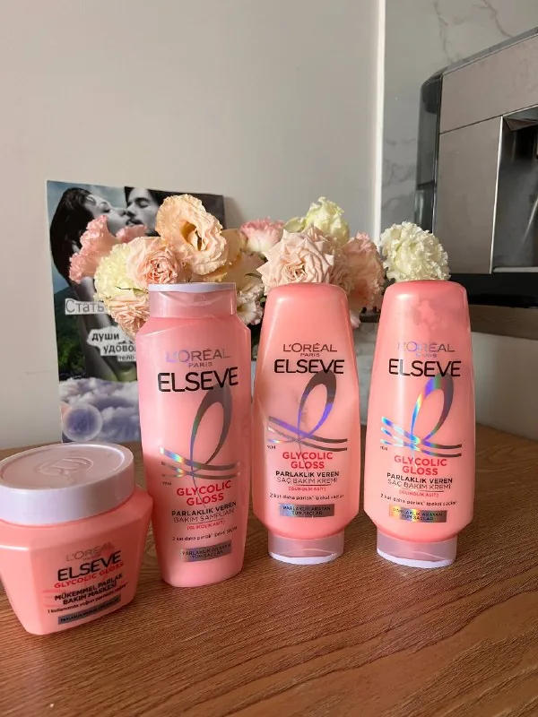 Elseve Glycolic Gloss, шампунь, бальзам, маска 1