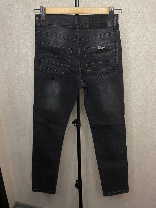 Укороченные джинсы, подростковые джинсы, черные и темно-серые джинсы 7