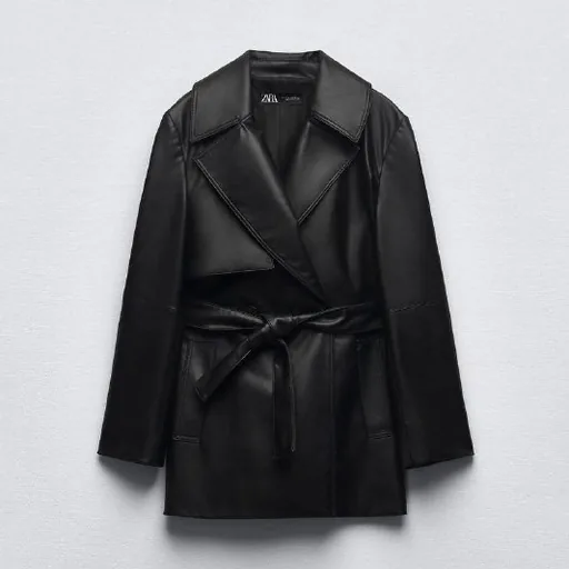 Кожаный тренч Zara