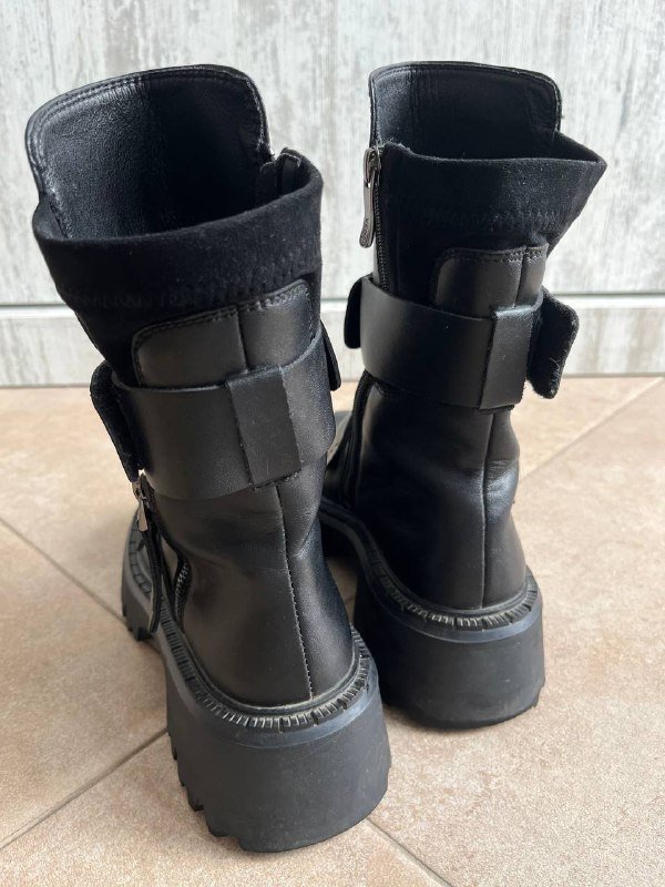 Байкерские ботинки мужские, натуральная кожа, размер 38 3