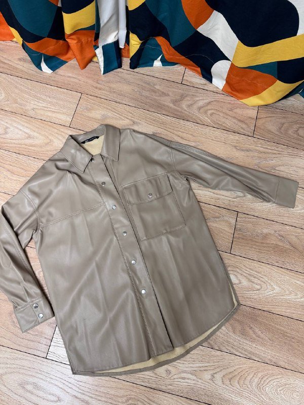 Кофта на флисе, серая кофта, брюки эко кожа, коричневый пиджак, рубашка кожа Zara 3