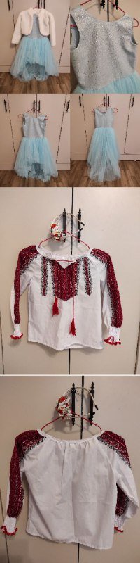 Голубое платье с шубкой, вышиванка с обручем