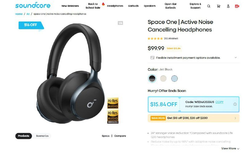 Беспроводные наушники anker Soundcore Space One 5