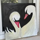 Рисунок с лебедями, украшенный циркониевыми камнями 1