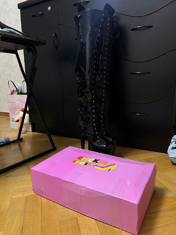 Стрипы ботфорты женские черные 39-40 размер 5