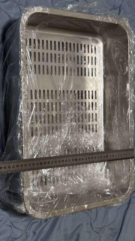 Металлический нержавеющий лоток для кошек с ситом 2