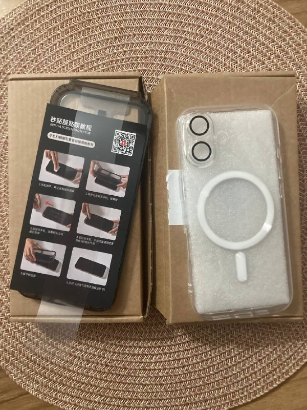 прозрачный чехол с magsafe, стекло с аппликатором на iphone 16