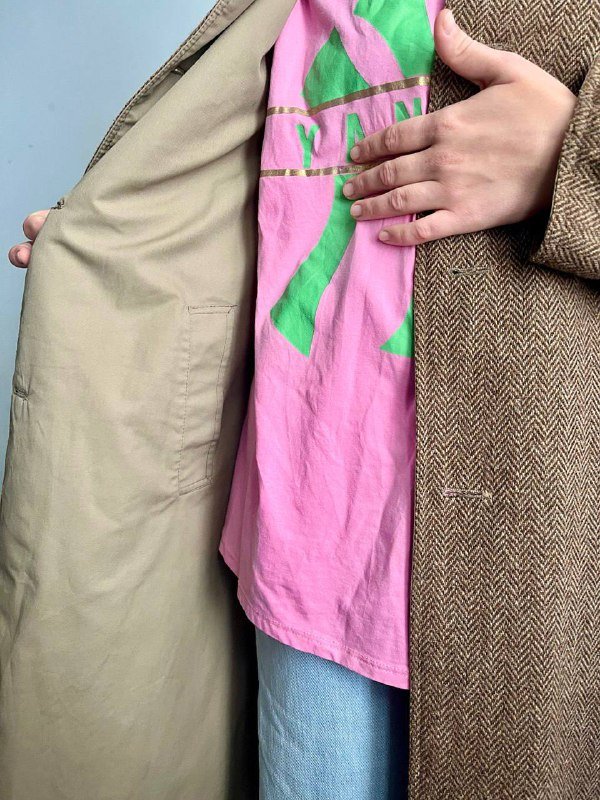 Двусторонний тренч шерстяной коричневый и бежевый 3