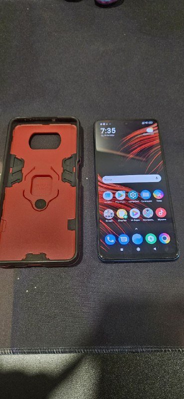 Телефон Xiaomi Poco x3 PRO 128GB, красный чехол 2