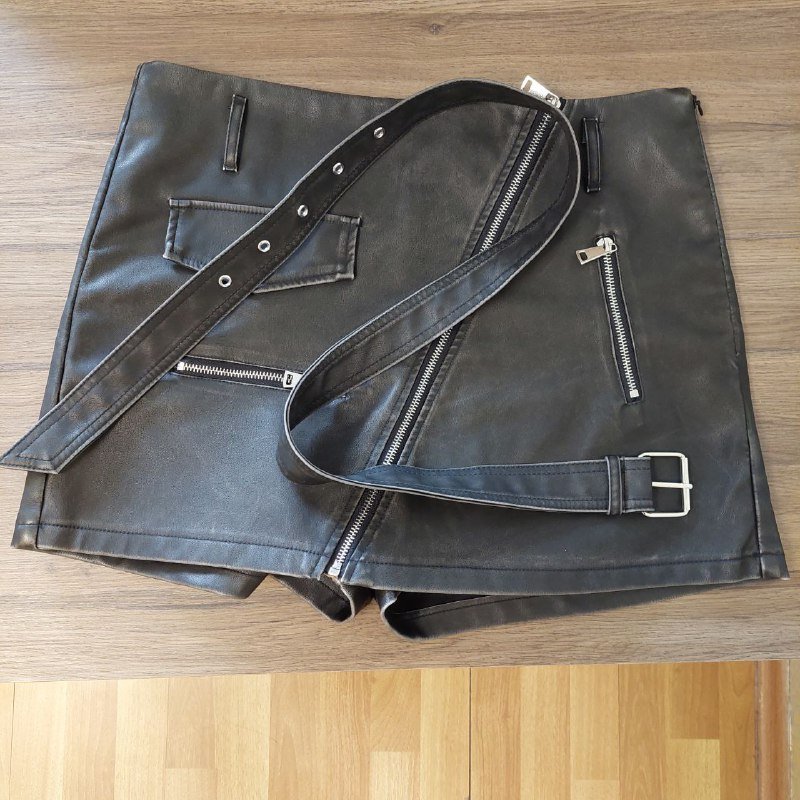 Мини шорты-юбка NewYorker женские чёрные кожзам XL 2