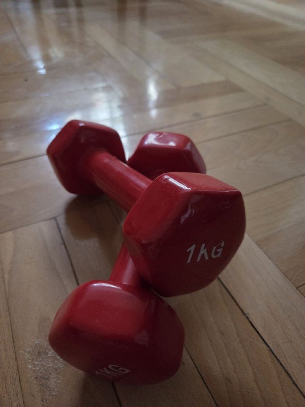 Коврик, блок, наколенники, гантели 1кг 3