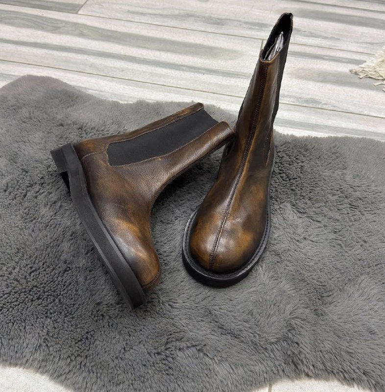 Женские ботинки челси коричневые натуральная кожа