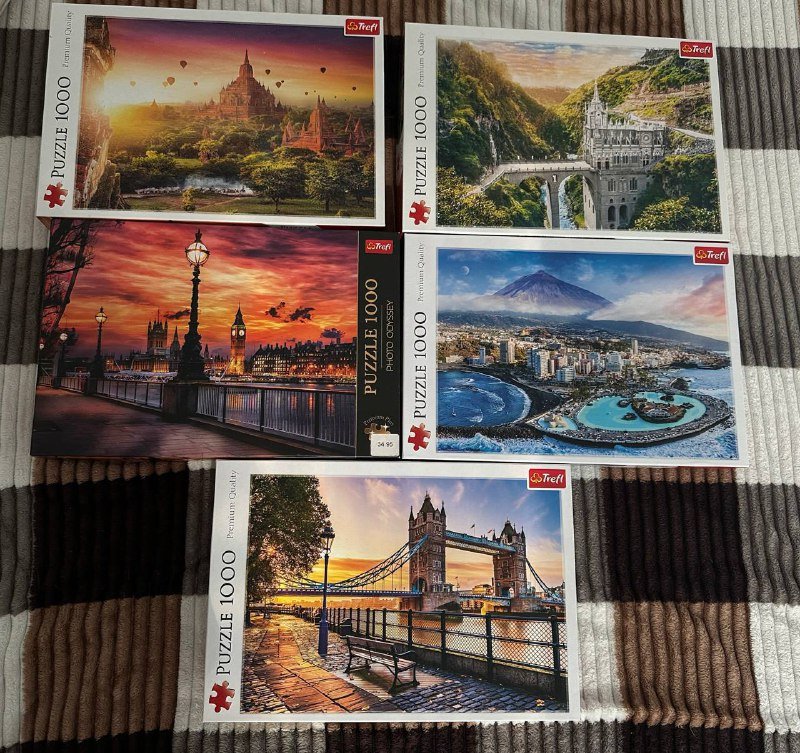 Пазлы 1000 деталей, 5 коробок