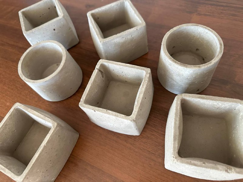 Горшочки из бетона ручной работы 5