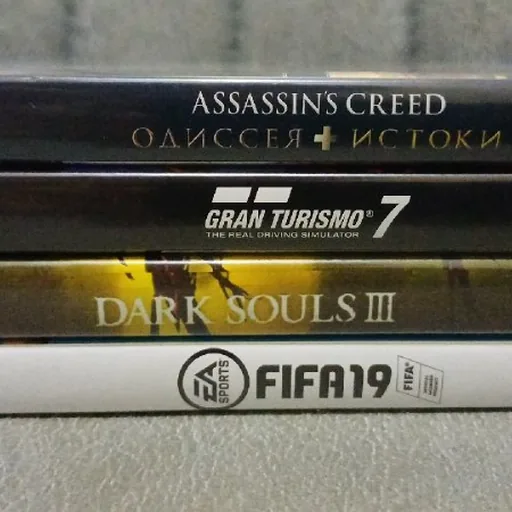 Диски PS4, PS5, Assassin's Creed Odyssey, Gran Turismo 7, Dark Souls 3, FIFA 19
