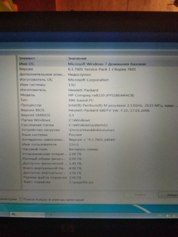 Ноутбук HP Compaq nx8220 Pentium M 2.13GHz 2GB RAM 6