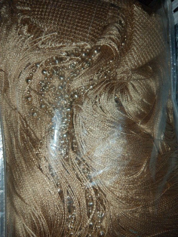 Кисея нити с бусинами золотая и голубая, 2 штуки 3