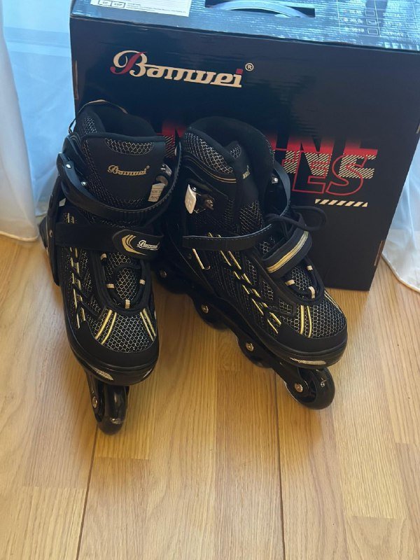 Новые роликовые коньки размер 35-38 черно-золотые 3